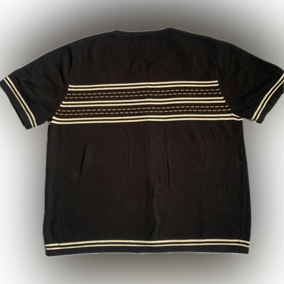 CHRISTOPHER BANKS | Short sleeve black & tan cardigan sweater, large - Picture 2 of 6
